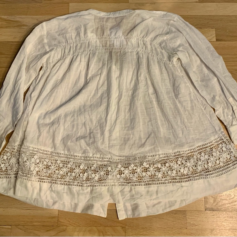 New With Tags! Free People Oversized Button Front, Lace Hem Tunic - Size M